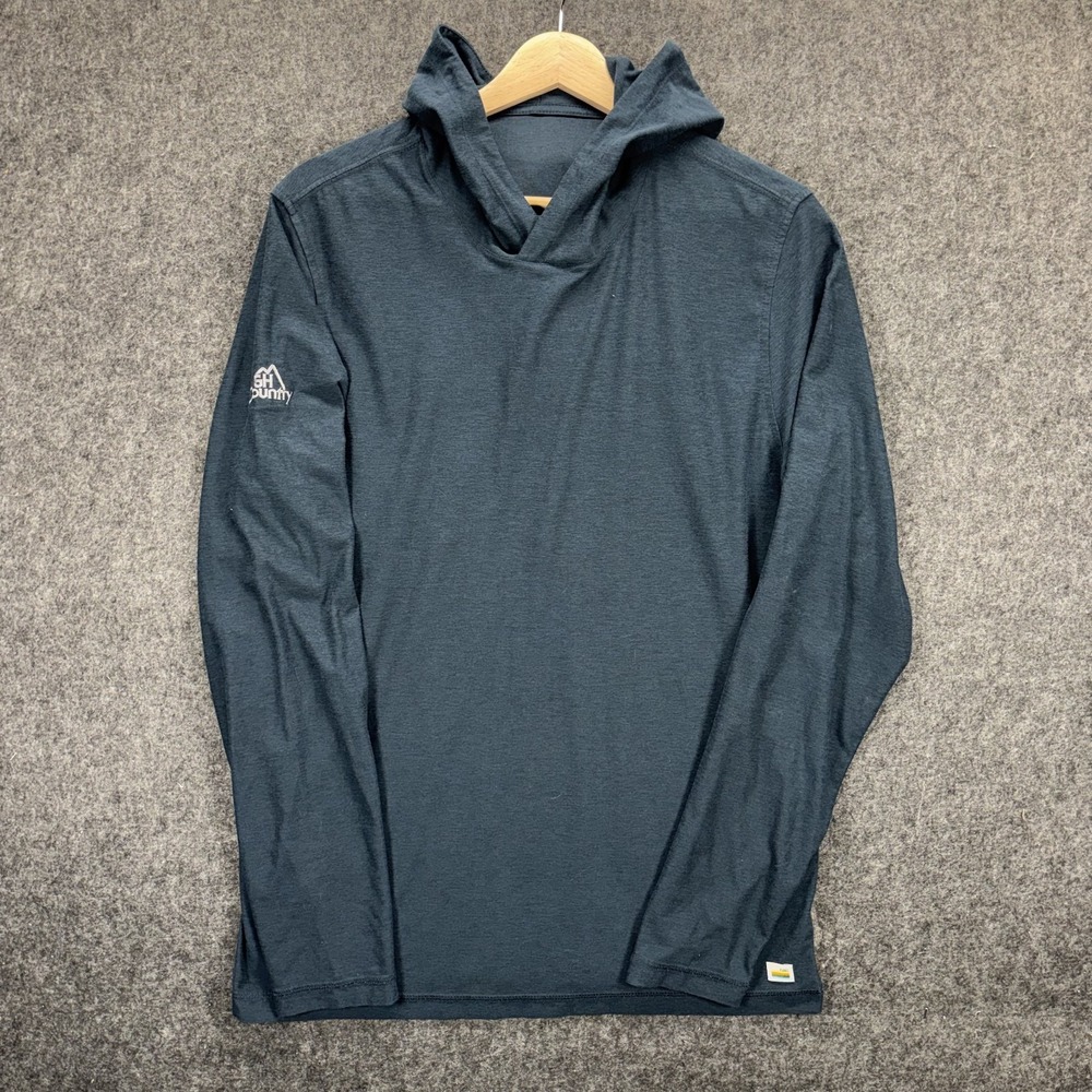 Vuori Strato Tech Hoodie Shirt Mens Medium Blue Lightweight Pullover Logo